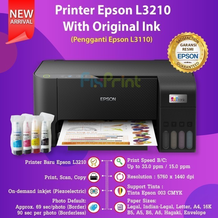 Epson L3210 Printer Ecotank Multifungsi - Print/Scan/Copy Best