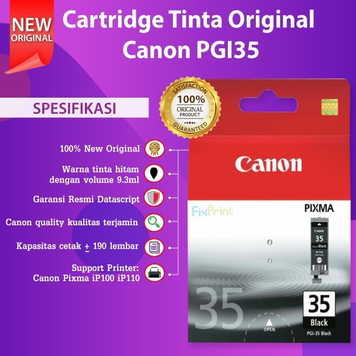 Cartridge Canon Pgi-35 Black Pgi35 Pgi 35 Tinta Printer Ip100 Ip110 Best