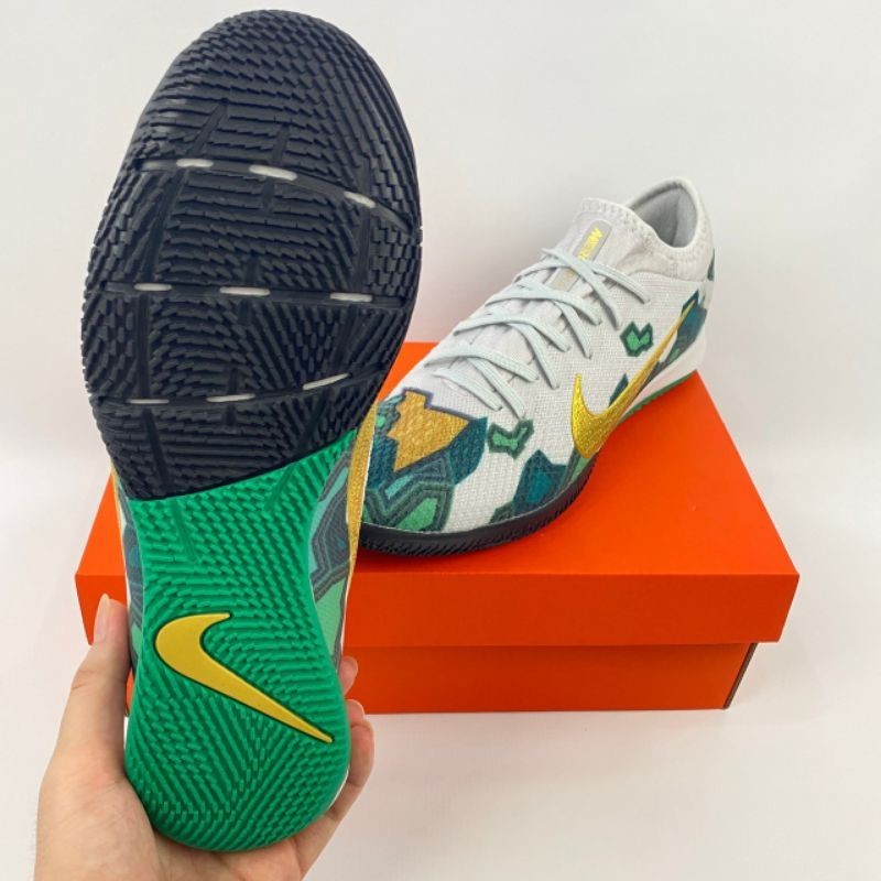 [MAD SPORT] Sepatu Futsal Nike Mercurial Vapor 13 Pro Mbappe X Bondy Dreams Grey Gold Green IC
