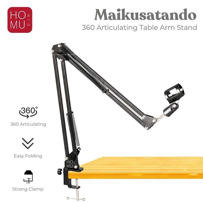 Homu Stand Microphone / Stand Mic / Arm Suspensi Lazypod / Arm Stand