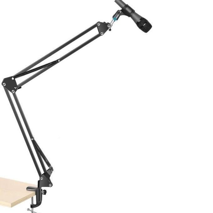 Arm Stand Suspensi Lazypod Mikrofon Mic + Holder Mic Black Jepit Meja