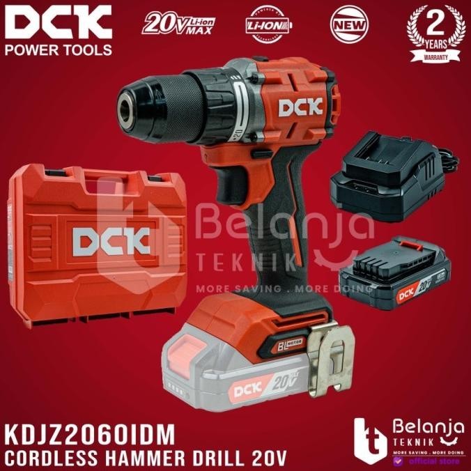 Dck Cordless Hammer Drill Kdjz2060Idm 20V Bor Impact Baterai Kdjz 2060