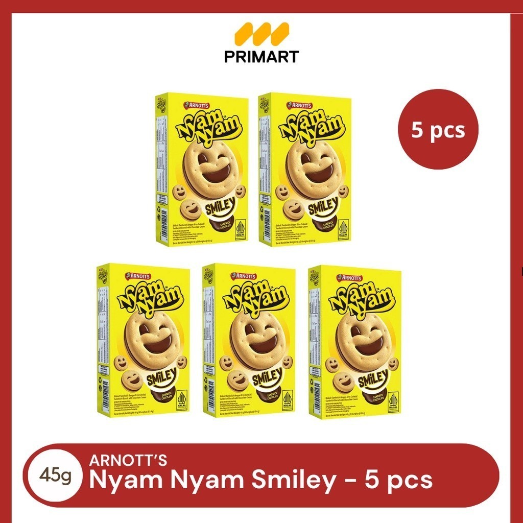 

Nyam Nyam Smiley Sandwich Chocolate 45gr - Bundling 5 pcs