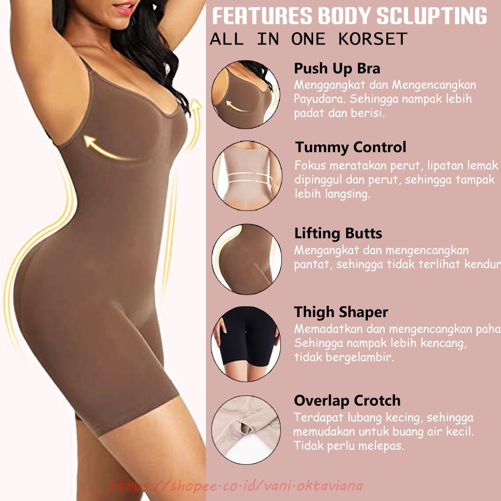 [NYAMAN DIGUNAKAN] FrBggs Bodysuit Wanita Korset Shapewear Korset Full Body Korset Pelangsing Badan