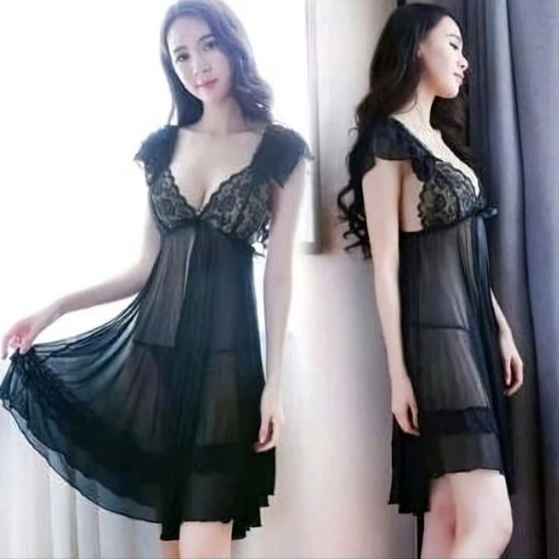Sexy Lingerie Baju Tidur Wanita Baju Dinas Istri TA1277 Hitam