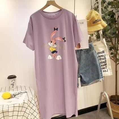 Dress Kaos Midi Korea Tangan Pendek Baju Hamil Maternity Oversized