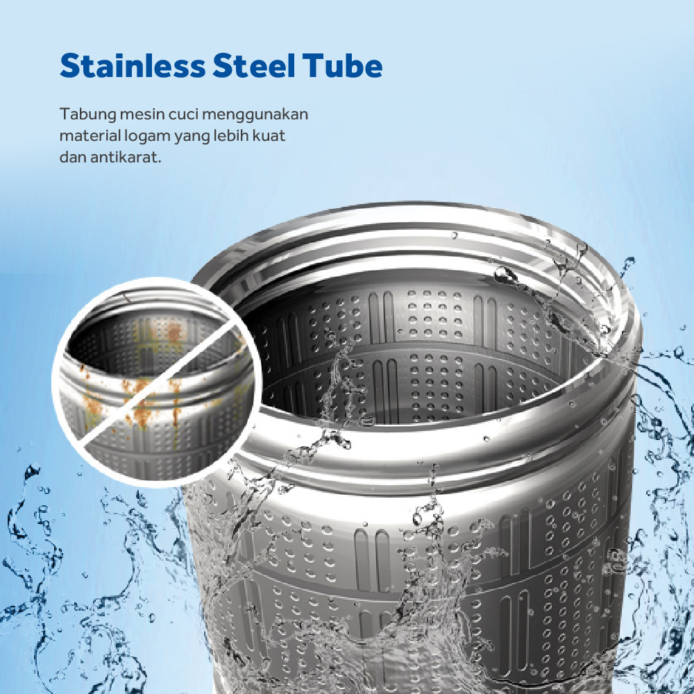 AQUA Elektronik Mesin Cuci Top Loading 7KG AQW-77D-H(B)-3