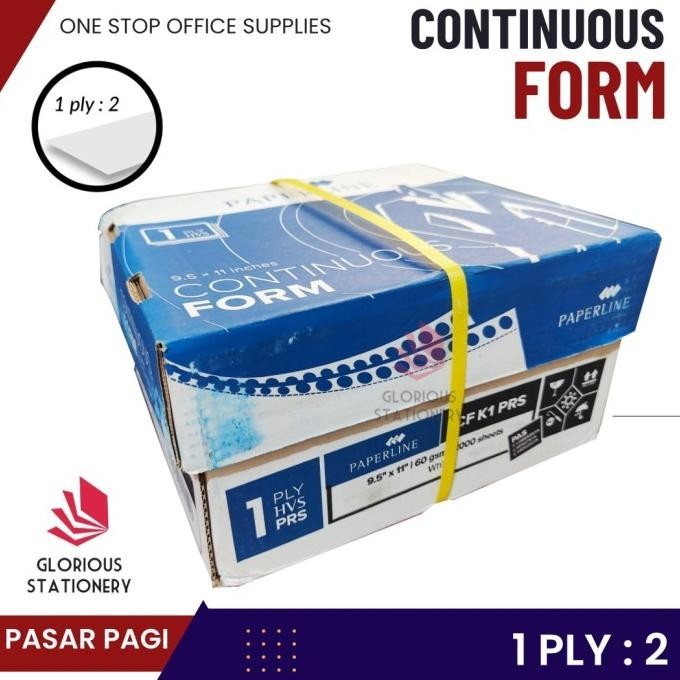 

Kertas Continous Form 9.5 x 11" 1ply Bagi 2 - Paperline