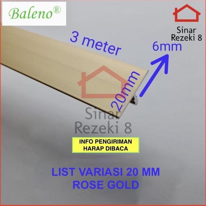 List Variasi T 20 Mm Rose Gold / Lis Aluminium Edging Penutup Celah Padalarang