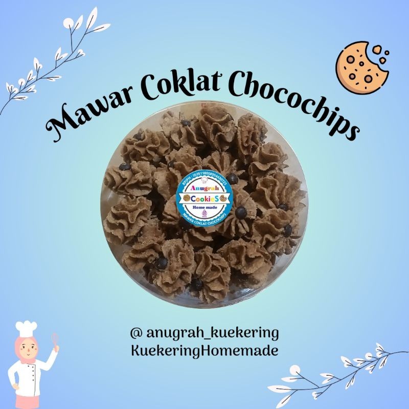 

Kue Kering Mawar Coklat Chocochips KEMASAN TOPLES UKURAN 250 gr