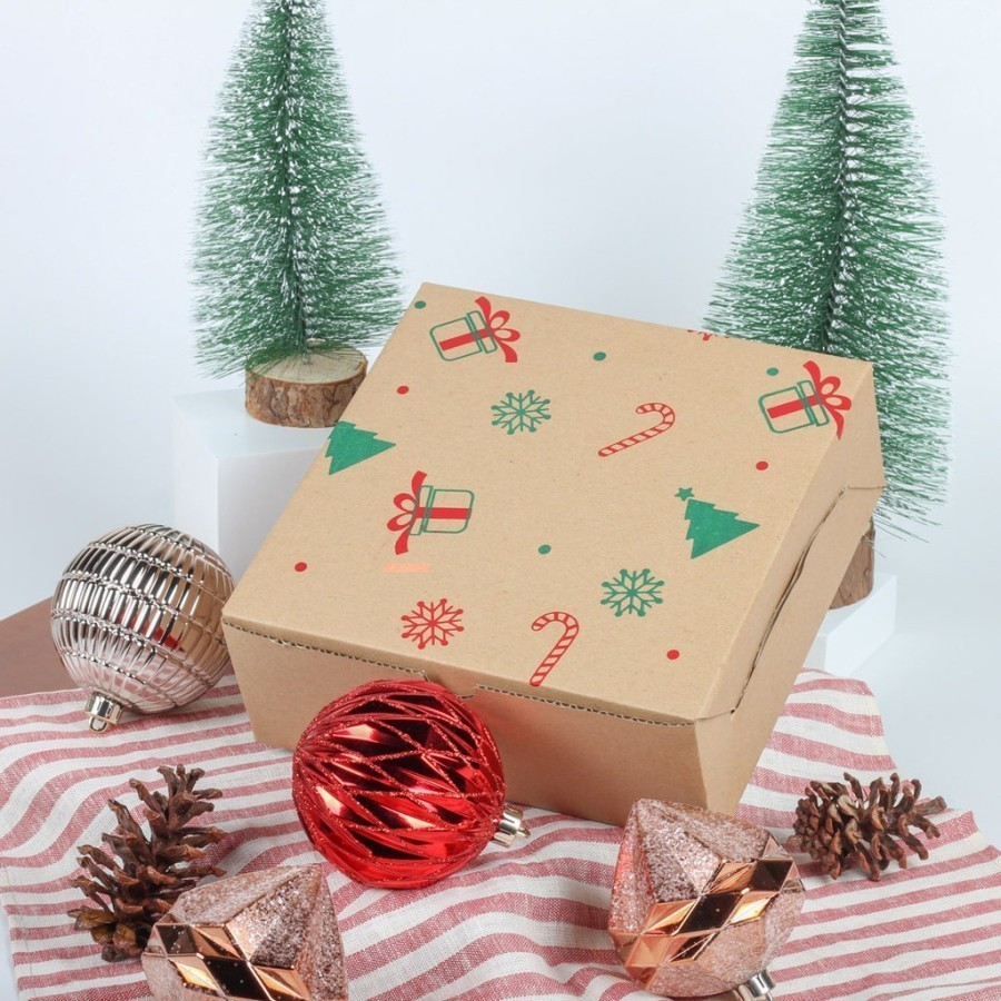

10 Pcs Kardus Die Cut Cake Box Kotak Kue Coklat Natal size 20 x 20 x 7.5 cm