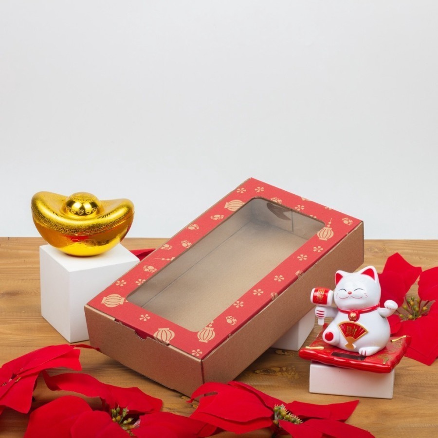 

10 Pcs Kardus Die Cut Kotak Hadiah Box Merah Imlek size 25.5 x 18 x 5.5 cm