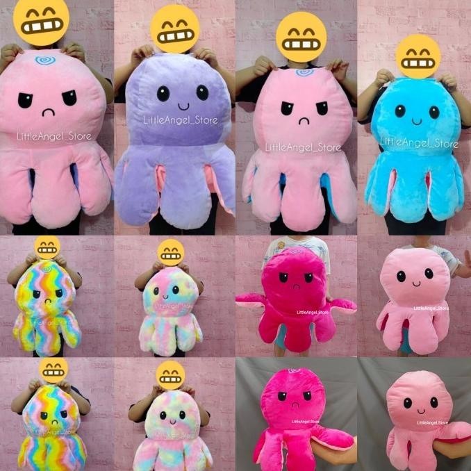 Boneka Cumi Gurita Octopus Tiktok Super Jumbo Giant Bolak Balik
