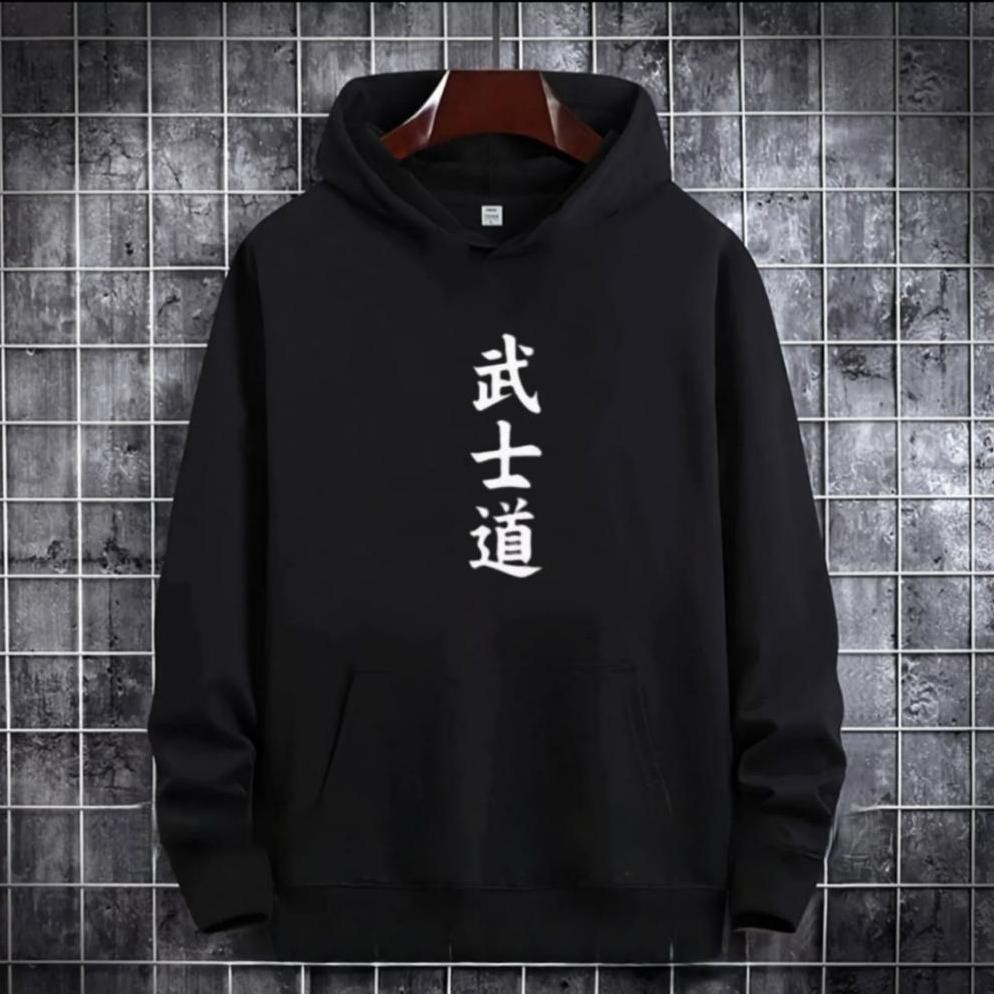 PJ PAKAIAN PRIA / SWEATER HOODIE TULISAN JEPANG BUSHIDO / HOODIE MURAH TERLARIS / HOODIE PRIA DAN WA