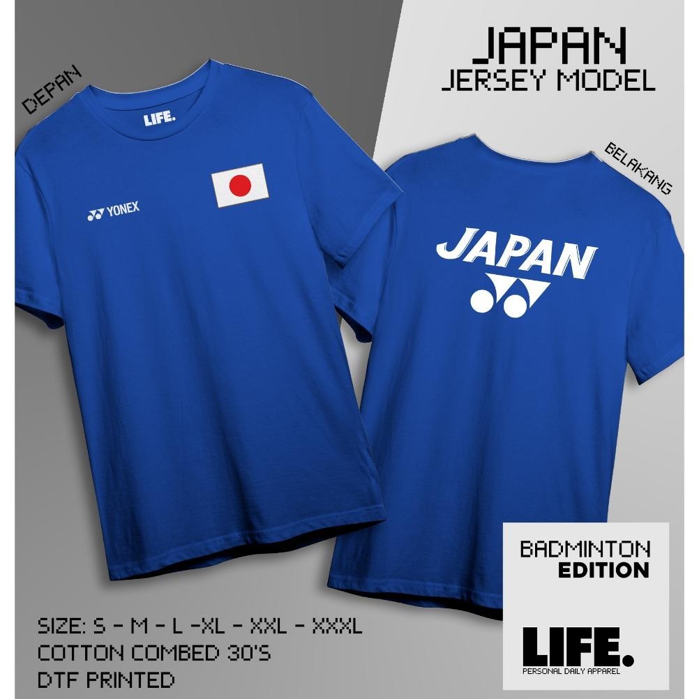 Kaos Badminton Jepang Japan 2 Sisi Baju Bulutangkis Timnas Model Pria Wanita Dan Anak 100% Katun Bah
