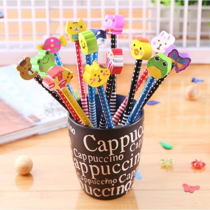 

Trend - 1 LUSIN 12PCS PENSIL MOTIF + PENGHAPUS / PENCIL TULIS MOTIF ..