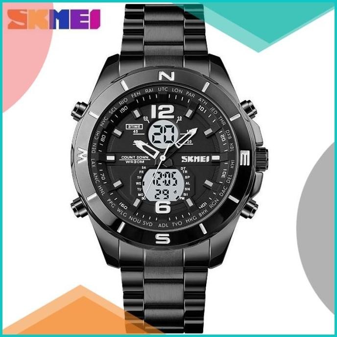 Jam Tangan Pria Analog Digital Dual Time SKMEI Original Keren 1670 16n