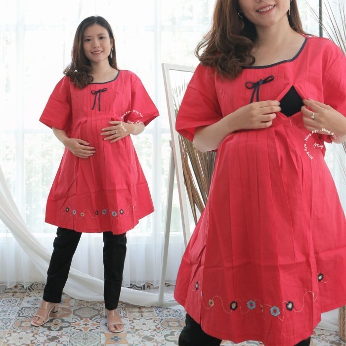 Manchu Baju Atasan Ibu Hamil Kerja Jumbo Blouse Polos Casual Katun - Bhj 101