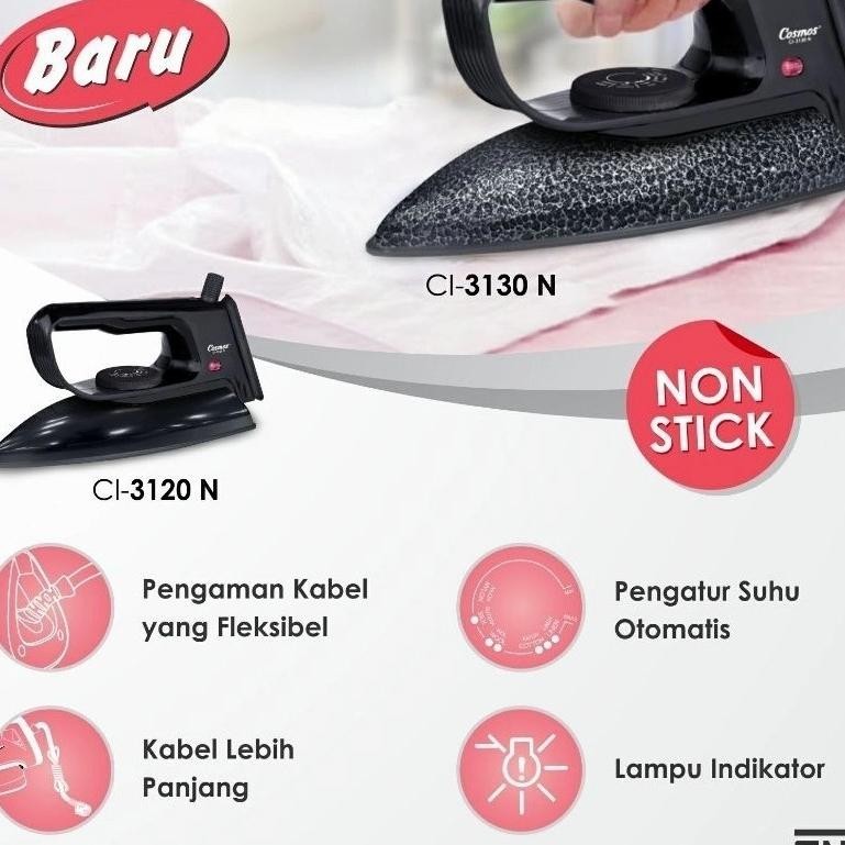 Setrika Cosmos CI-3130 N Alas Marble Non-Sti Coating 400 Watt CI-3130N / CI 3130 N / CI 3130N / CI31