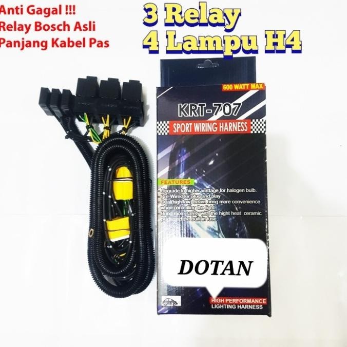 KABEL SET 3 RELAY RILEY 4 LAMPU H4 MOBIL BOSCH