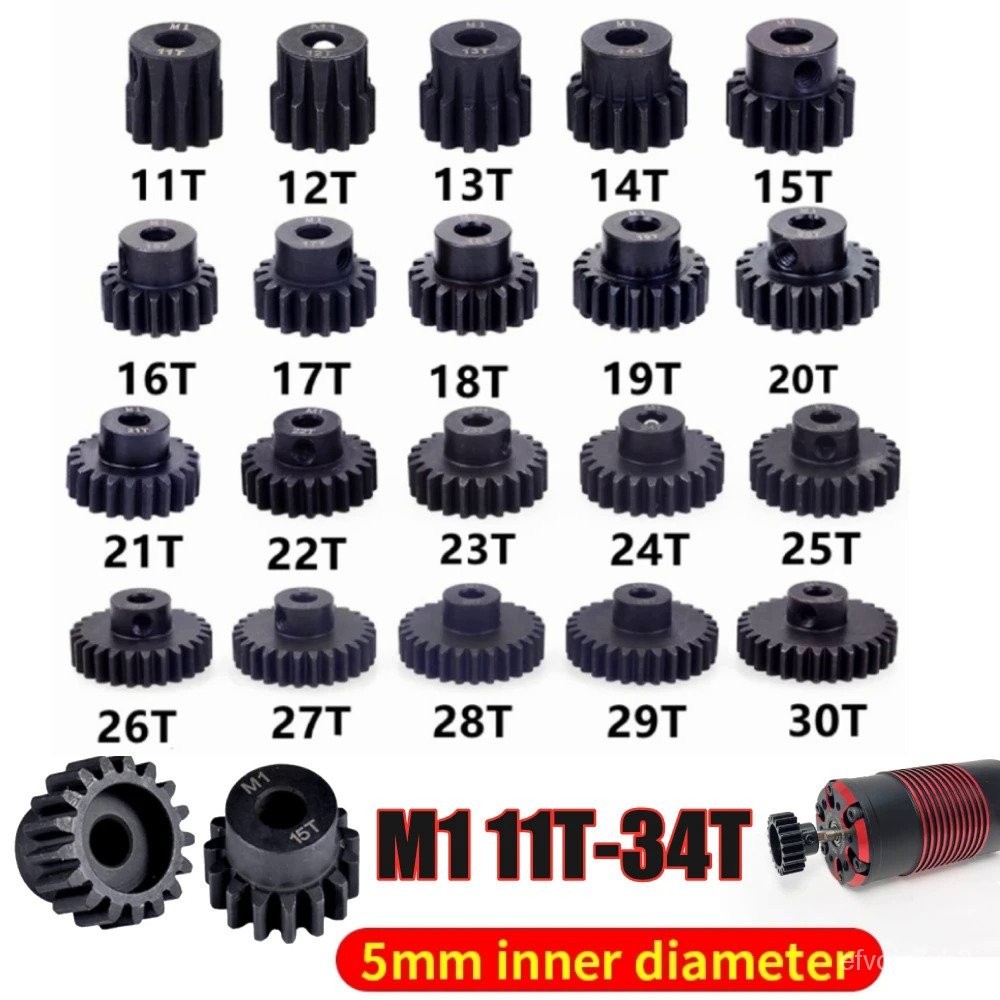 1 Buah 11t-34t Motor Pinion Gear M1 5Mm Bahan Poros Logam Keras Pengganti Gigi untuk 1/8 RC Mobil Bu