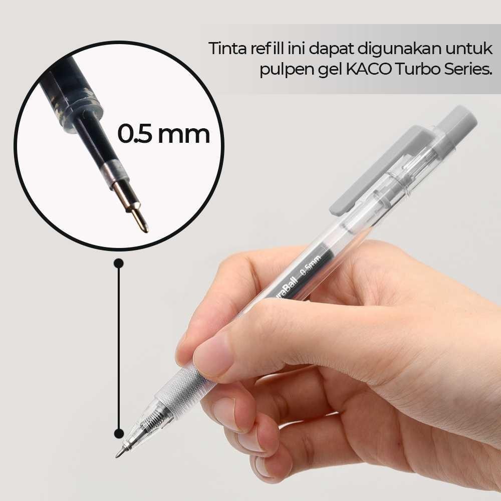 

Kaco Isi Refill Pena Pulpen Gel 0.5mm Tinta Hitam 5PCS for KACO Turbo - K1618