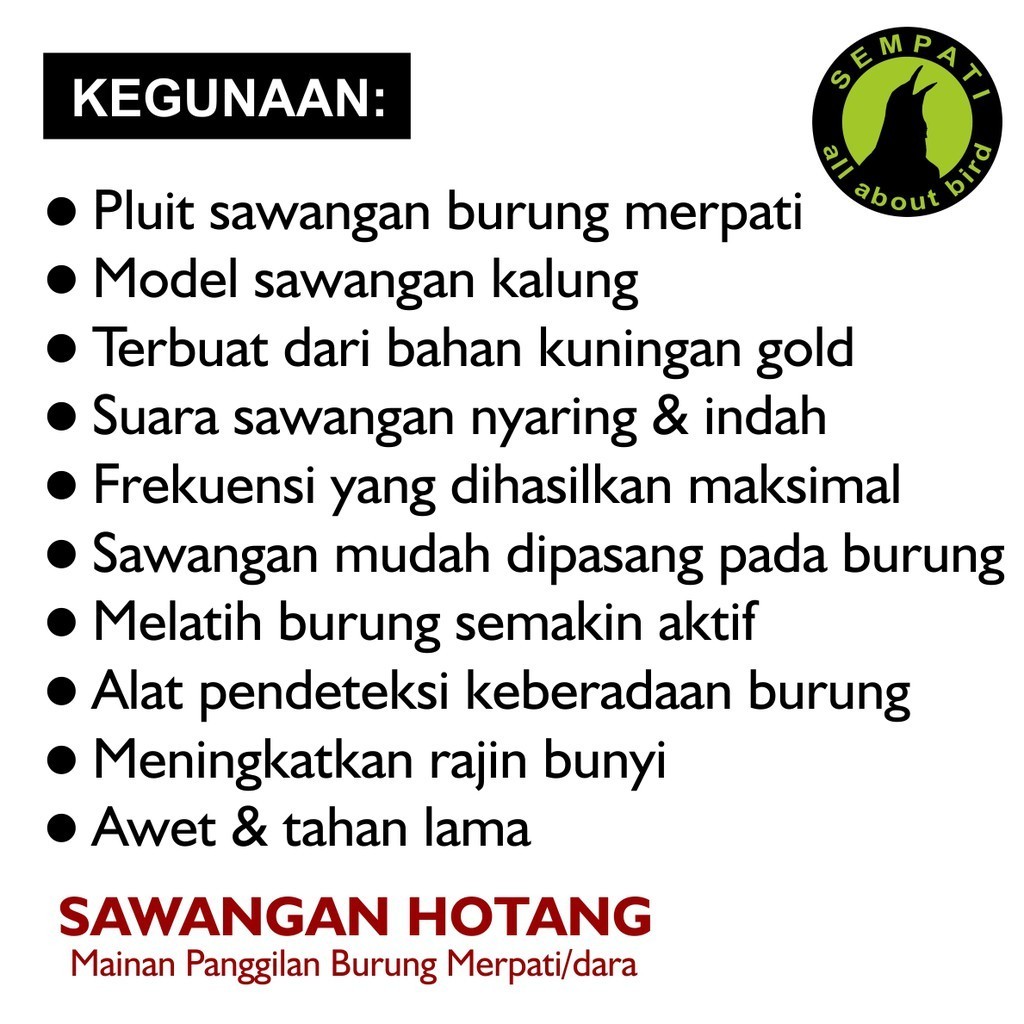 [NEW OPENING] PROMO SAWANGAN KALUNG LONCENG KUNINGAN SAWANGAN MERPATI HATONG HOTANG PLUIT PELUIT