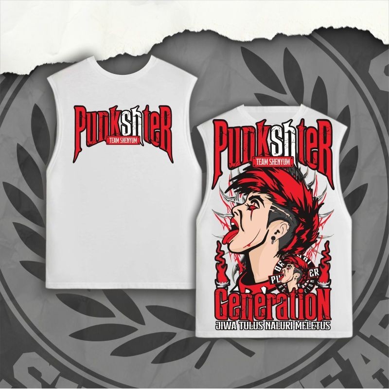 Kaos Singlet PSHT Punkshter Generation Jiwa Tulus Naluri Meletus Desain Terbaru Motif Merah