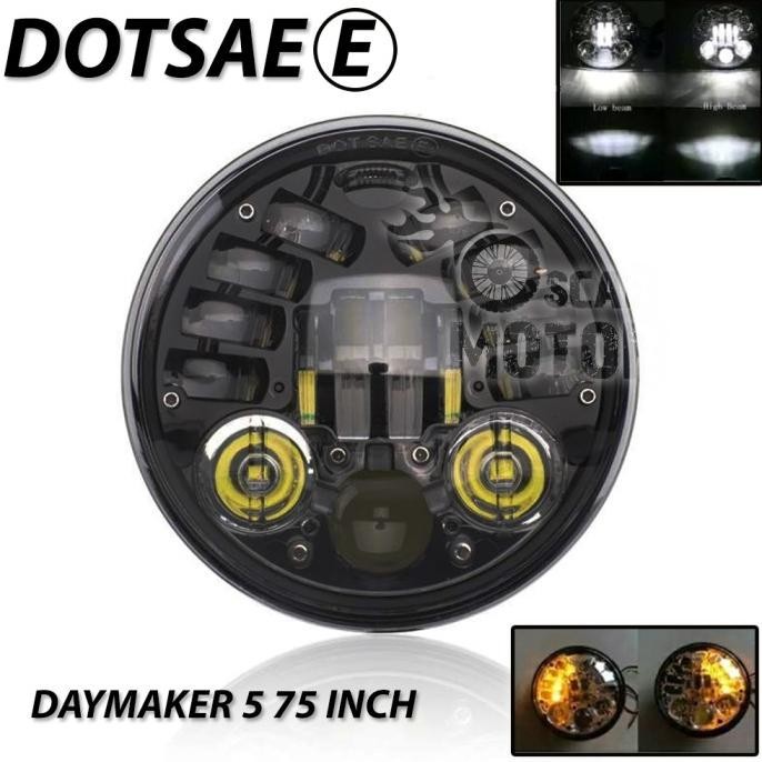 LAMPU DEPAN MOTOR HEADLAMP DAYMAKER BULAT HARLEY BIG LED PREDATOR MOTO