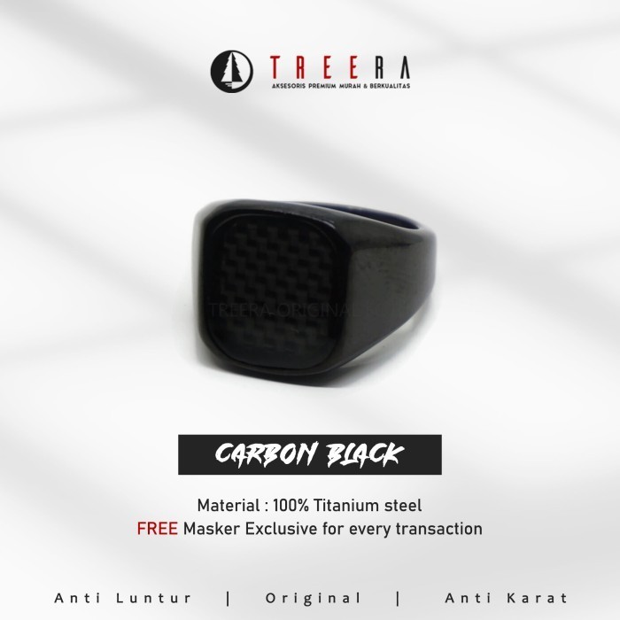 Cincin - Carbon Cincin Titanium Hitam Pria Carbon Premium Keren - Treera