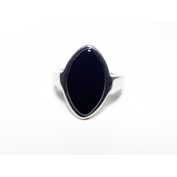 Cincin - Vee Cincin Pria Wanita Batu Giok Hitam Ring Titanium Tanam Rata