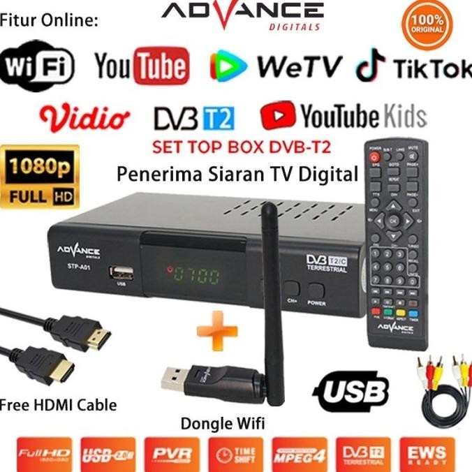 Paket Advance STB Set Top Box TV Digital Receiver DONGLE DAN HDMI
