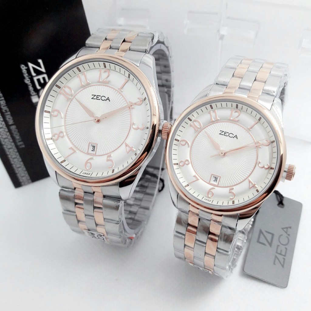 Zeca Jam Tangan Formal Couple Murah 3003 Silver Rose Gold - All Stainless - Quartz - Original