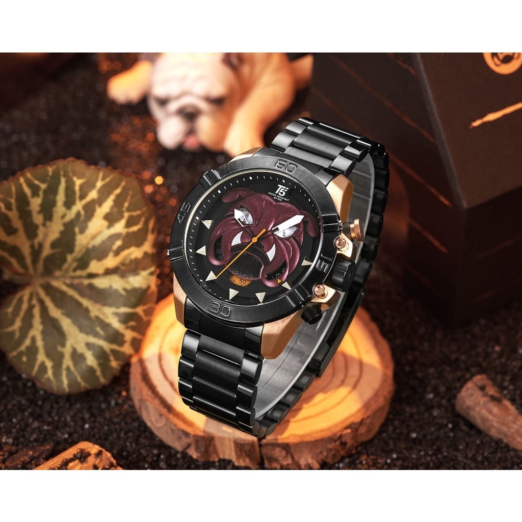 JAM TANGAN FASHION PRIA ORIGINAL WATER RESIST T5 3736 BULLDOG LOVERS EDITION