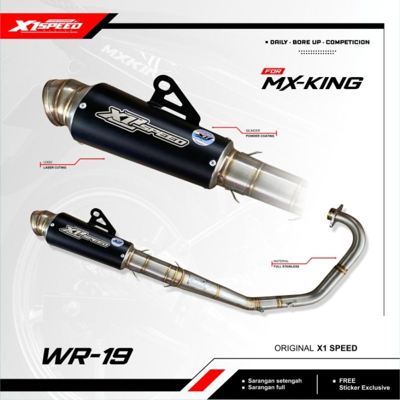 Knalpot Racing MX king Original X1 Speed leher type Road race selenser type Short