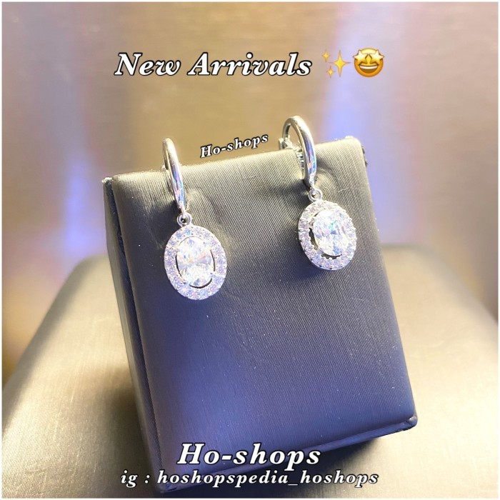 ANTING OVAL MODEL BERLIAN MAS PUTIH KADAR 750 ASLI EMAS