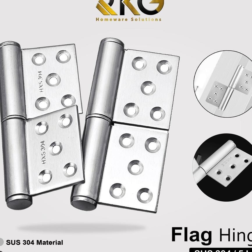 Rkg Engsel Pintu Bendera Stainless 5 Inci / Engsel Cabut