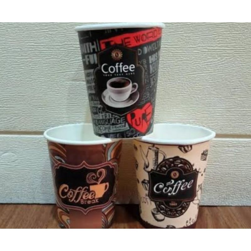 Hot Paper Cup Motif/ Gelas Cup kertas kopi tahan panas 8 oz / cup kopi cangkir kopi