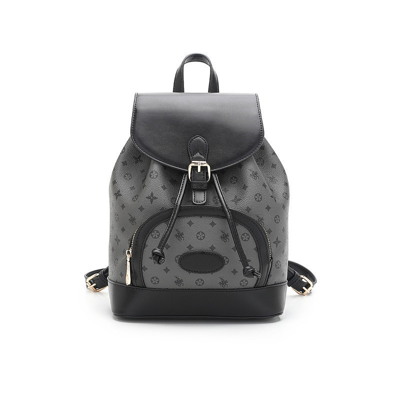 Swiss Polo Monogram Backpack (Tas Ransel & Tas Punggung Wanita) - Hitam Wanita - HLW 3215