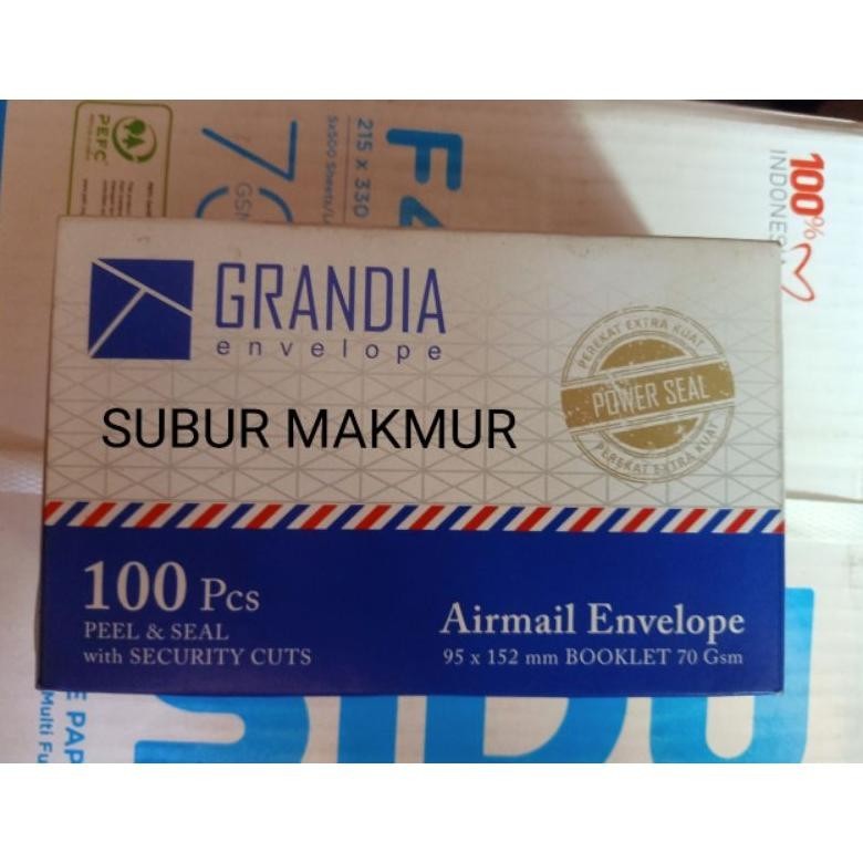

Bisa Cod (1Pack) Grandia Amplop Lem Airmail 95Mm X 152Mm 104 Grandia 70Gsm Big Sale
