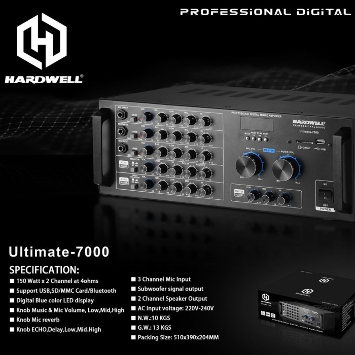 AMPLIFER KARAOKE HARDWELL ULTIMATE 7000 ORIGINAL AMPLI HARDWELL