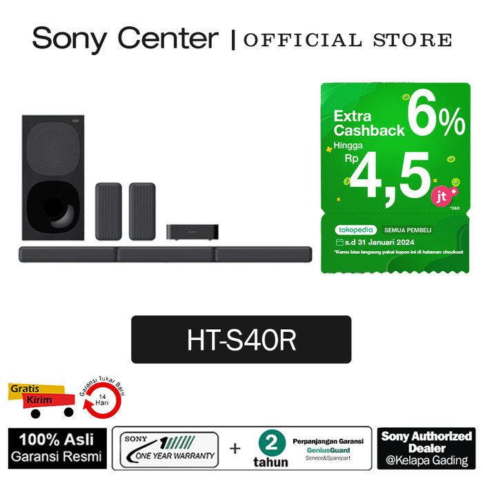 SONY SOUNDBAR HT-S40R / HT S40R / HTS40R / HT-S40R HOME CINEMA 5.1CH