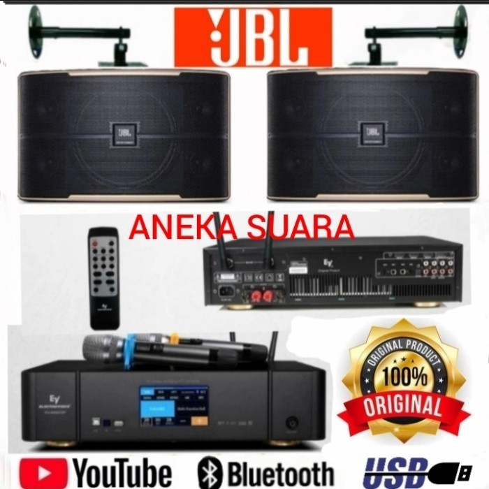 PAKET KARAOKE SPEAKER JBL PASSION 10, AMPLIFIER EV 6900, 2 MIC WIRELES