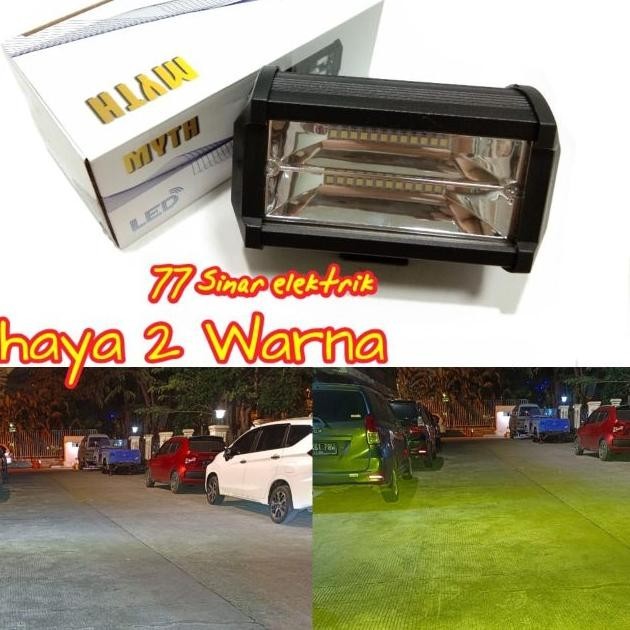 Lampu Sorot Led 24 Mata Cree 2 Warna Putih Kuning Lampu Sorot Led Motor Mobil 12 - 24 Volt