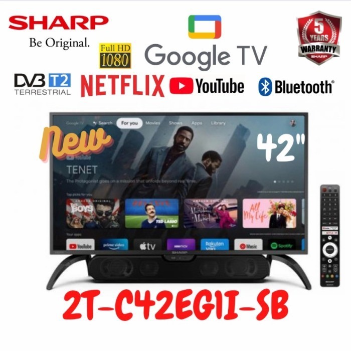 TV Sharp 2T C42EG1I-SB 42 Inch GOOGLE TV with speaker soundbar 42EG1i