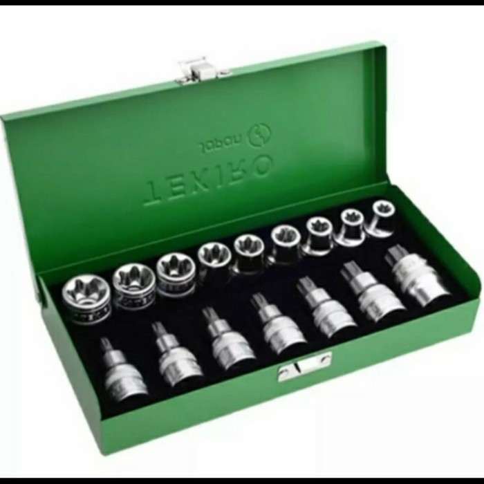 Kunci Sock Bintang & L Bintang Set 16 Pcs 1/2" Tekiro