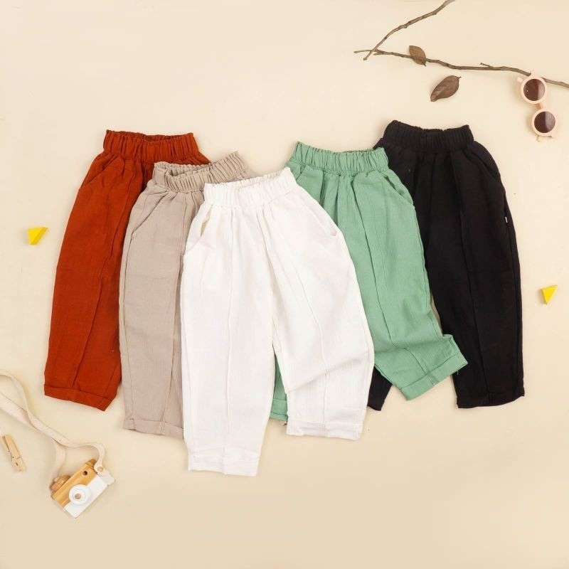 Celana Panjang Anak Perempuan Naomi Baggy Pants Linen Crinckle Linen Angel 1-8 Tahun