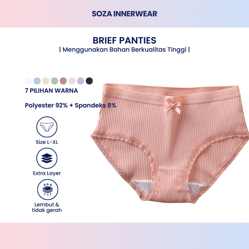 CD Wanita Sexy Motif Garis Pita Kecil B08 Polos Anti Melorot Tidak Nyeplak Seamless Anti Bakteri Jam
