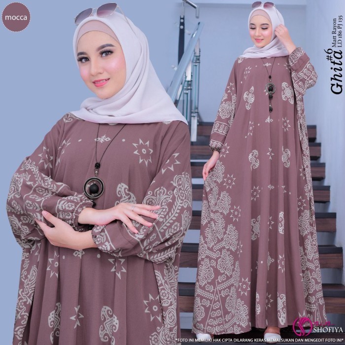 Kaftan Motif Bunga Dress Gas Muslim Wanita Jumbo