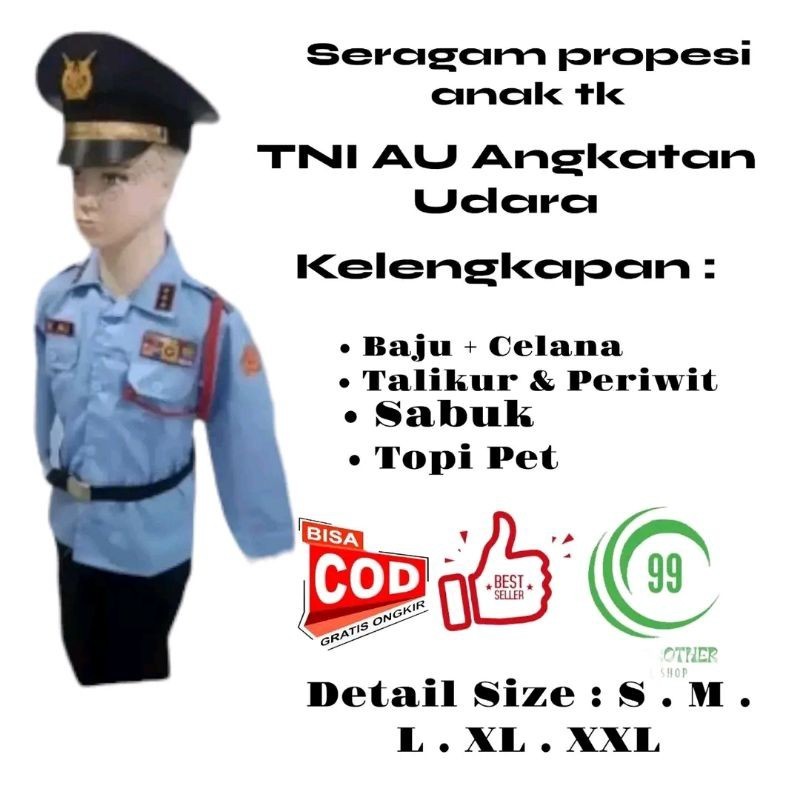 SERAGAM SETELAN BAJU PROPESI TNI AU ANAK PEREMPUAN & LAKI LAKI